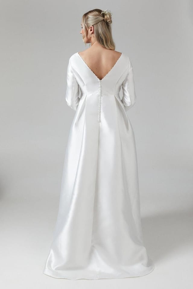 Coast Coast Women's Maternity Faux Pearl Detail Twill Wedding Dress in Ivory - 3
