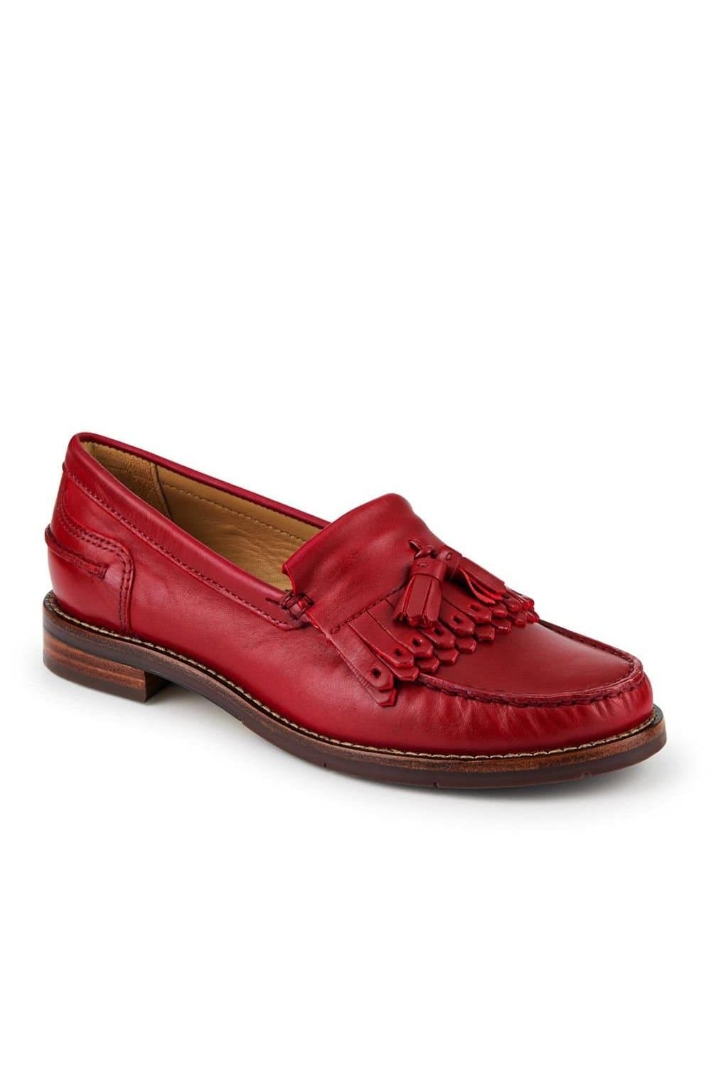 Jones Bootmaker Jones Bootmaker Women's Paolina Smart Leather Moccasins in Red
