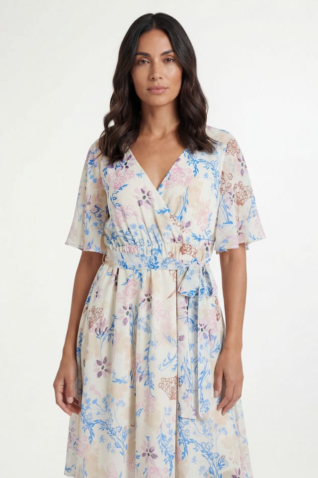 Wallis Wallis Women's Floral Print Ruffle MAXI Dress in Ivory - 3