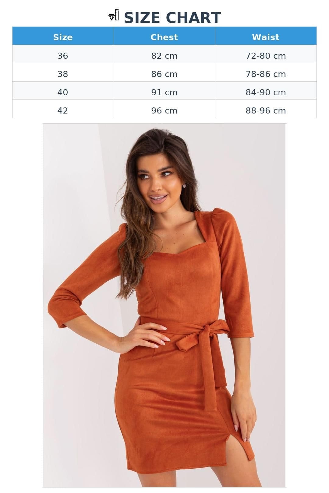 Love Lace Love Lace Women's Cotton Pencil Dress with Heart Neckline Belt in Orange - 4