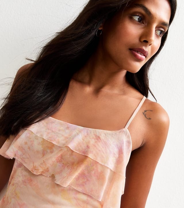 Pink Vanilla Women's Light Pink Printed Mesh Mini Dress Pink Vanilla New Look - 2