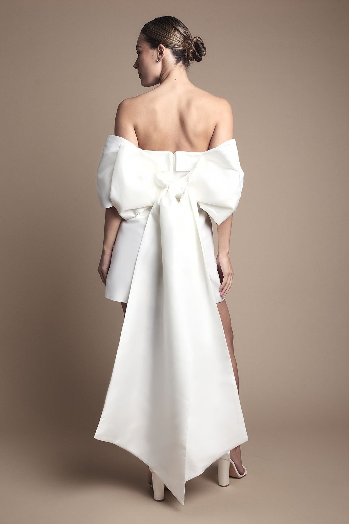 Coast Coast Women's Strapless Minimal Twill Mini Wedding Dress in Ivory - 3