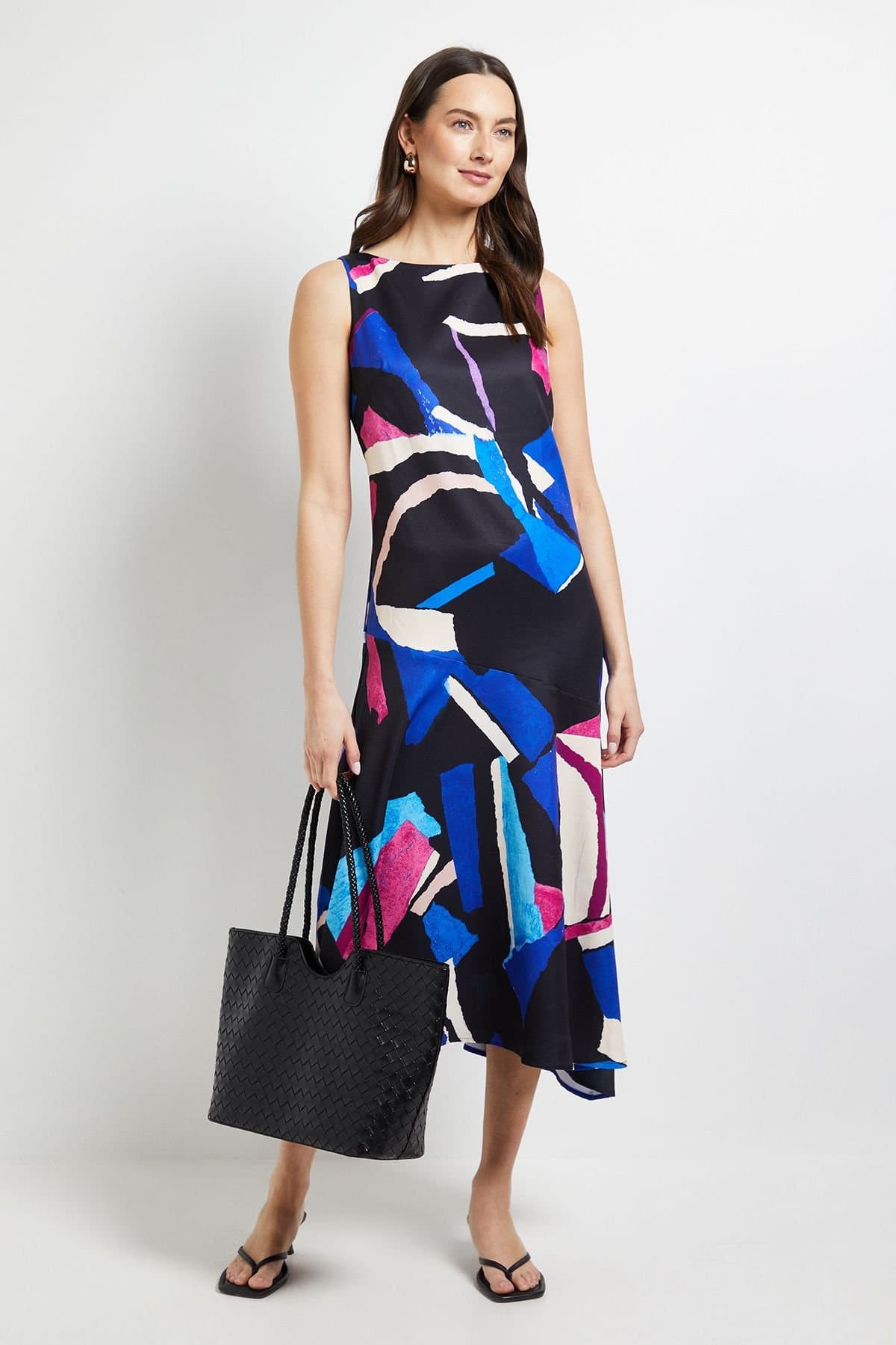 Principles Principles Women's Geo Drop Waist Midi Dress in Mono