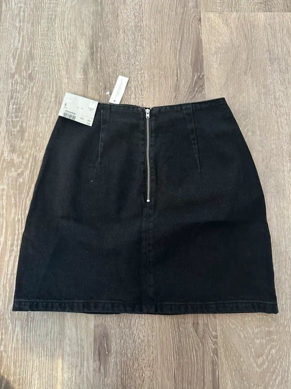 Topshop Topshop Tall A-Line Black Denim Skirt