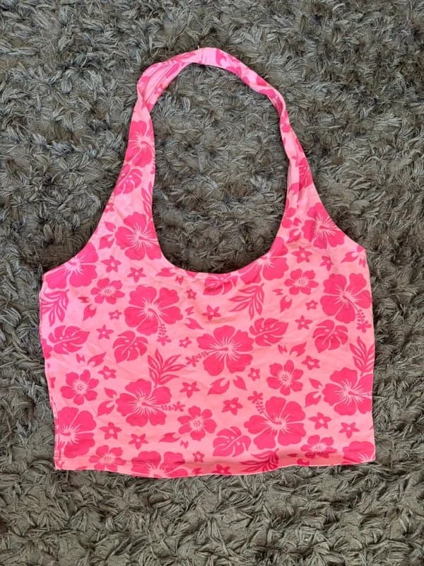 ASOS ASOS Pink Hibiscus/Floral Halter Neck Top