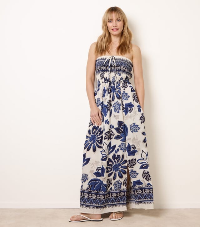 Blue Vanilla Women's Navy Floral Print Bandeau Maxi Dress Blue Vanilla New Look - 3