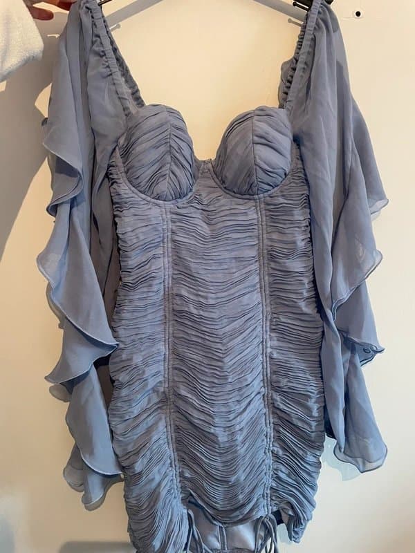 ASOS ASOS Luxe Blue Ruched Dress 8