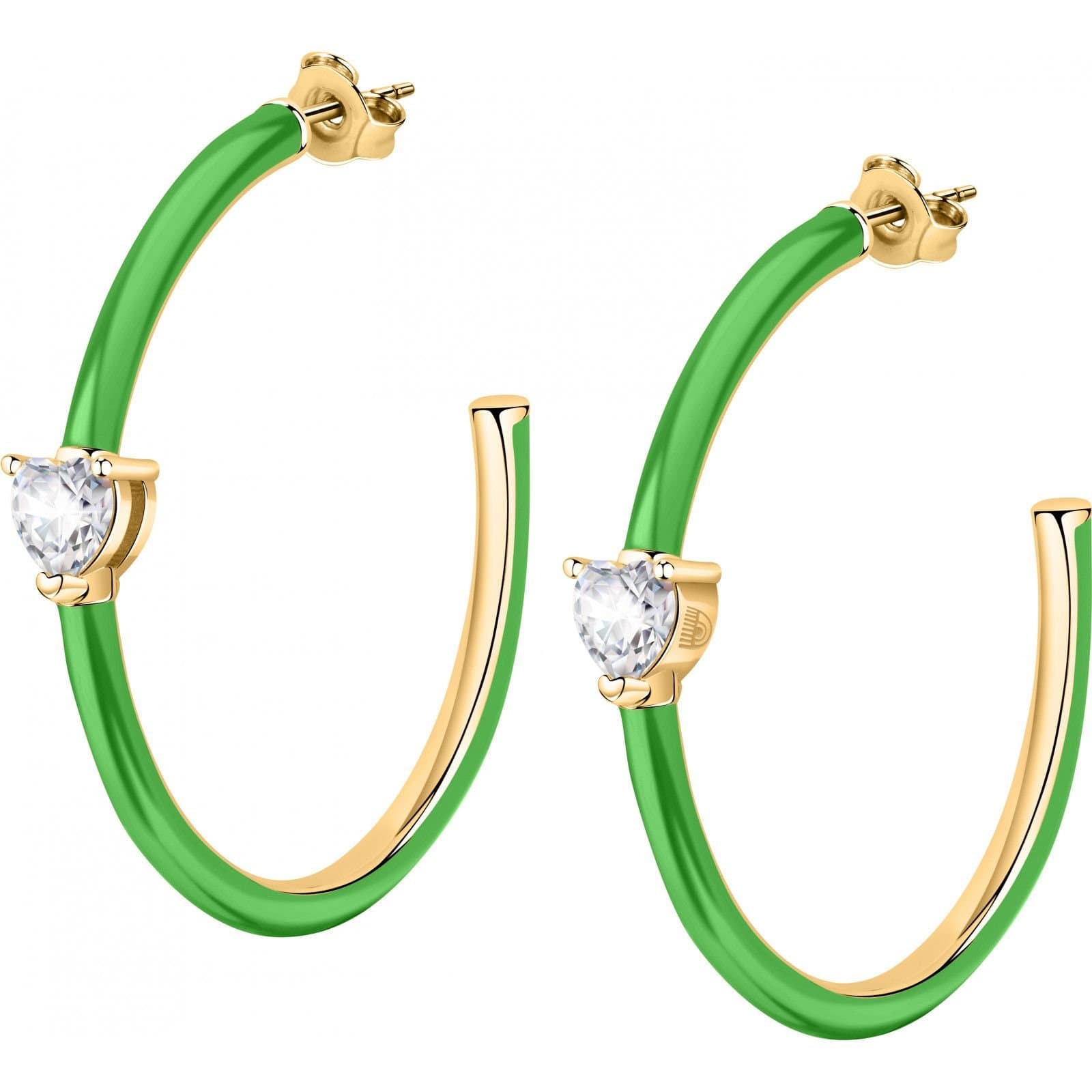 Chiara Ferragni Chiara Ferragni Green Enamel Hoop Earrings