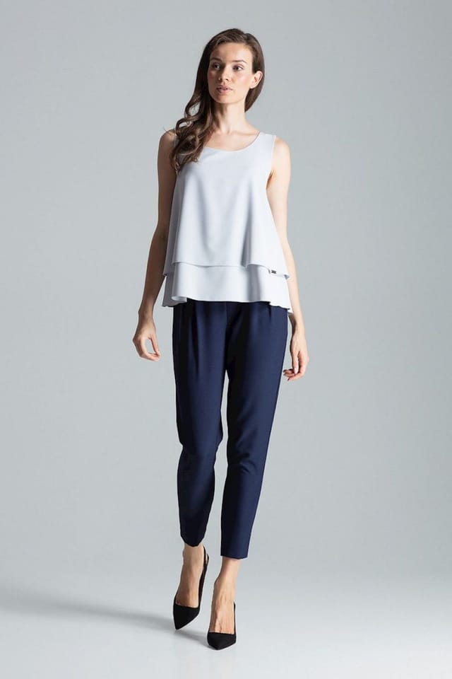 Love Lace Love Lace Women's Charming Sleeveless Double Layer Blouse in Grey - 2