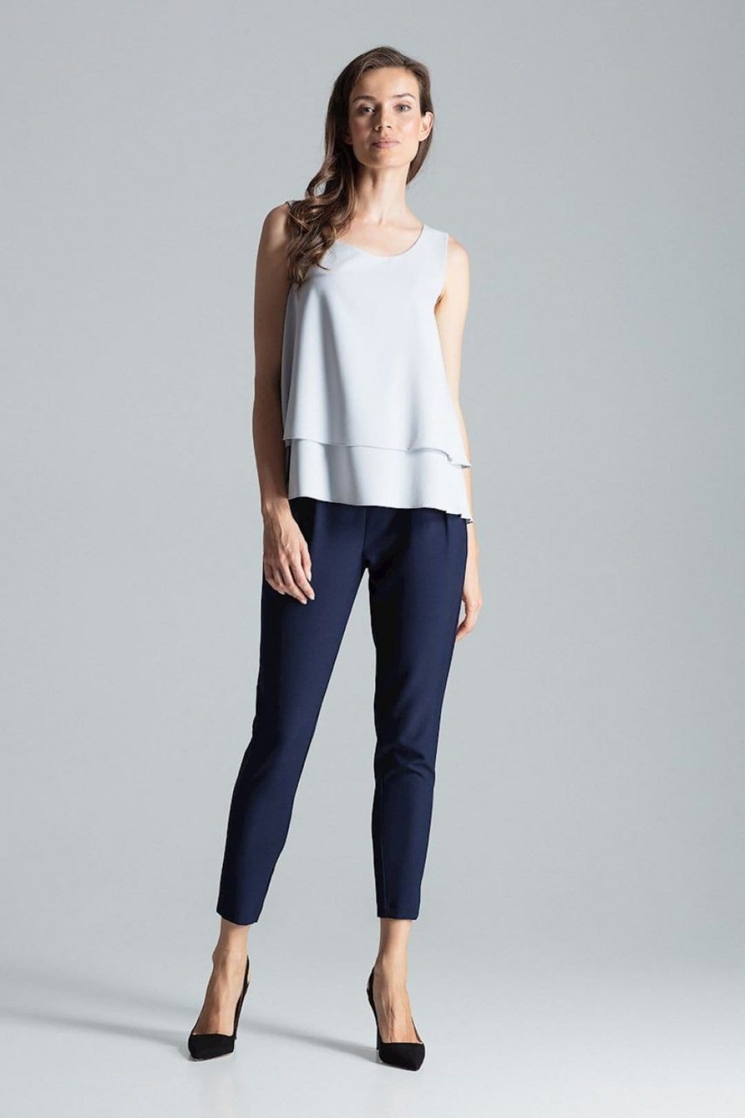 Love Lace Love Lace Women's Charming Sleeveless Double Layer Blouse in Grey - 4