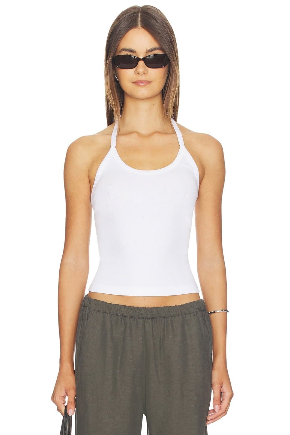 revolve Revolve White Cotton Rib Halter Top