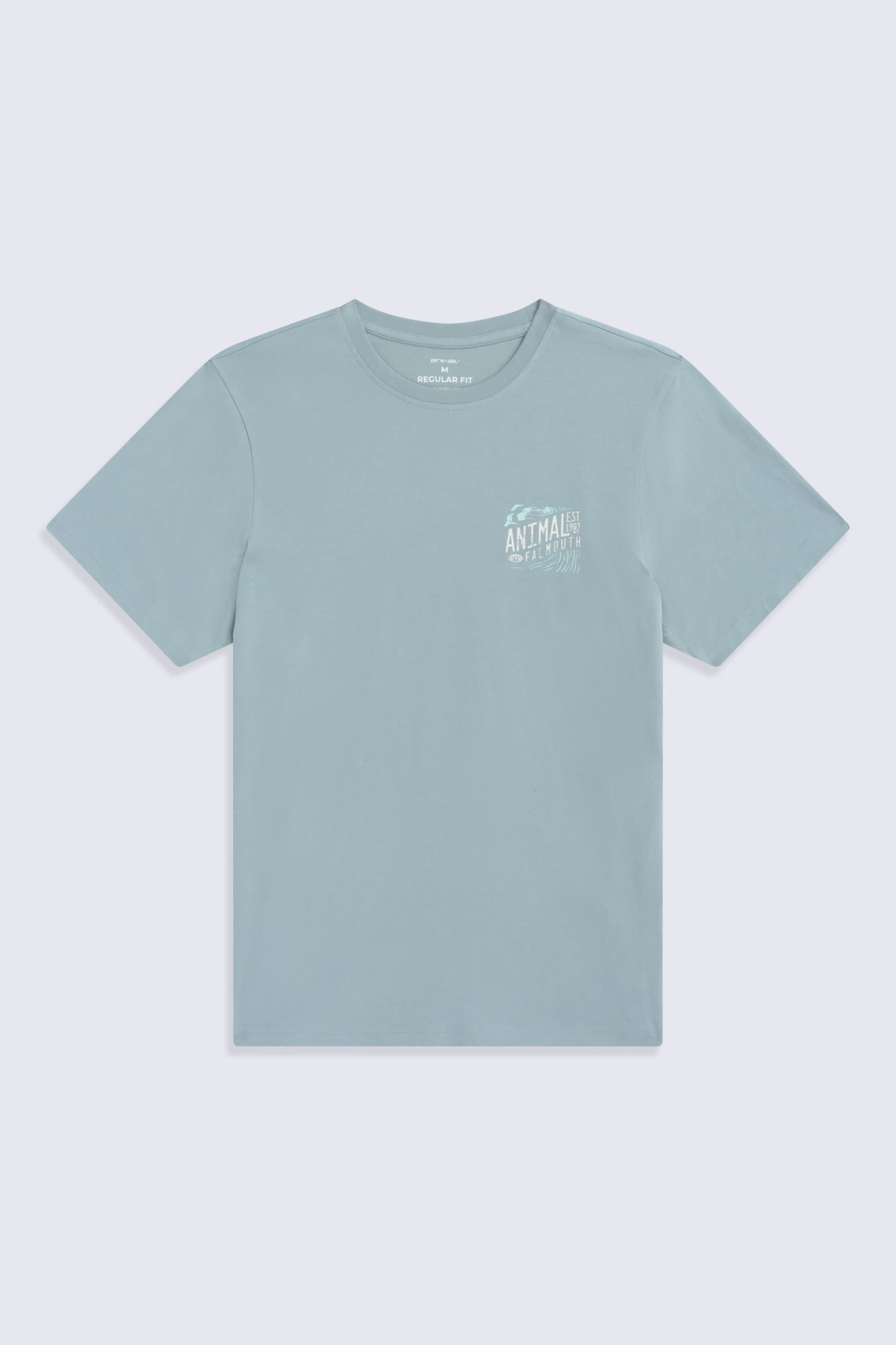 Animal Animal Men's 'Jacob' Falmouth Print Lightweight Breathable Short Sleeve T-Shirt in Blue
