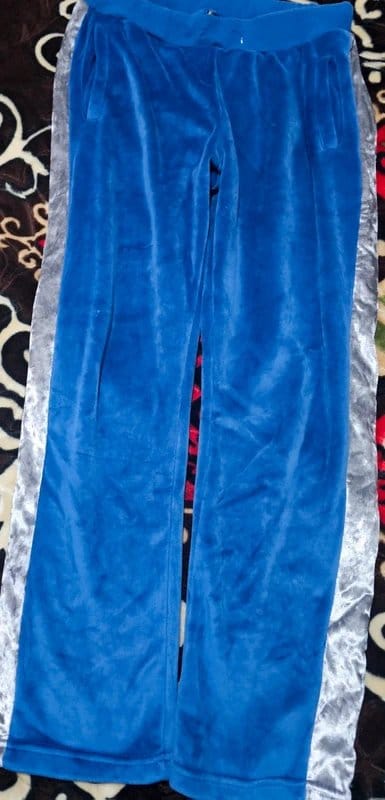 Bershka Blue and Silver Velvet Joggers