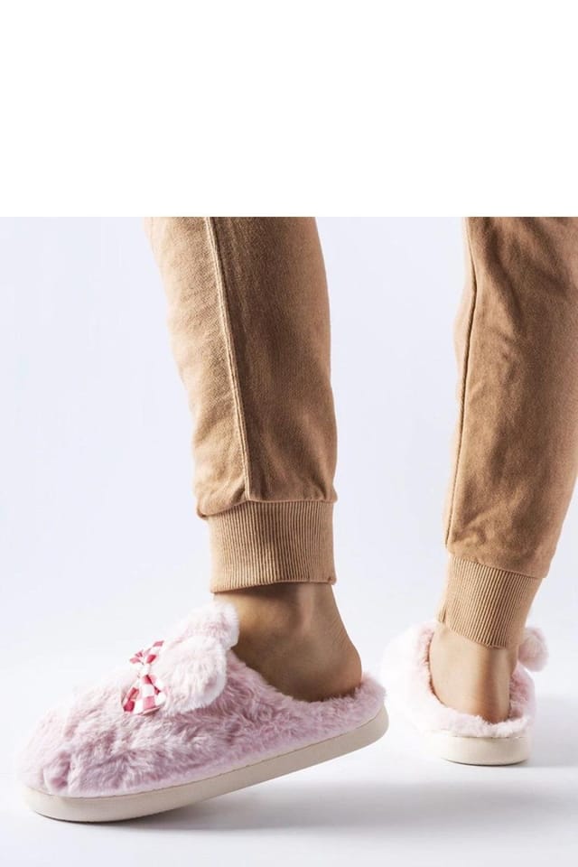 Love Lace Love Lace Women's Warm Comfort Slip On Slippers with Grippy Rubber Sole Ears in Pink - 3