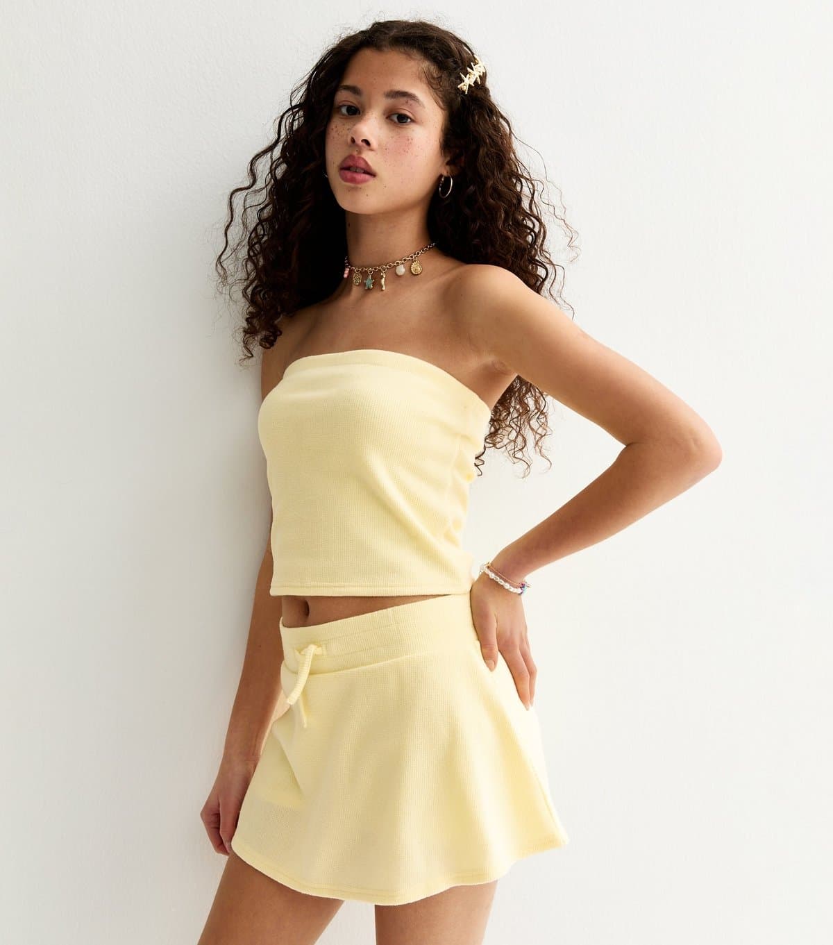 New Look Girls' Light Yellow Waffle Texture Skort New Look