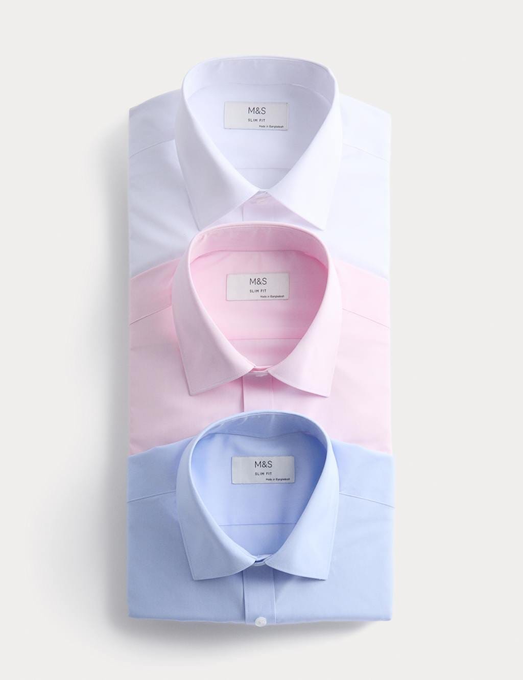 M&S Blue Mix Slim Fit Dress Shirts 3 Pack