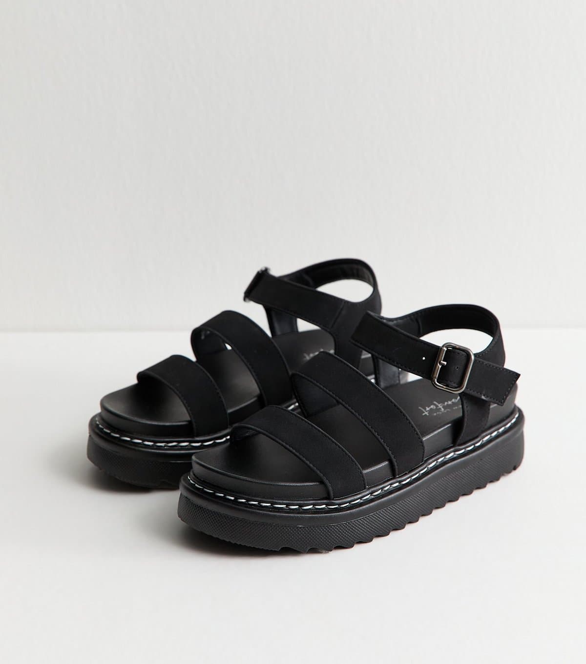New Look New Look Black Faux Suede Flatform Sandals