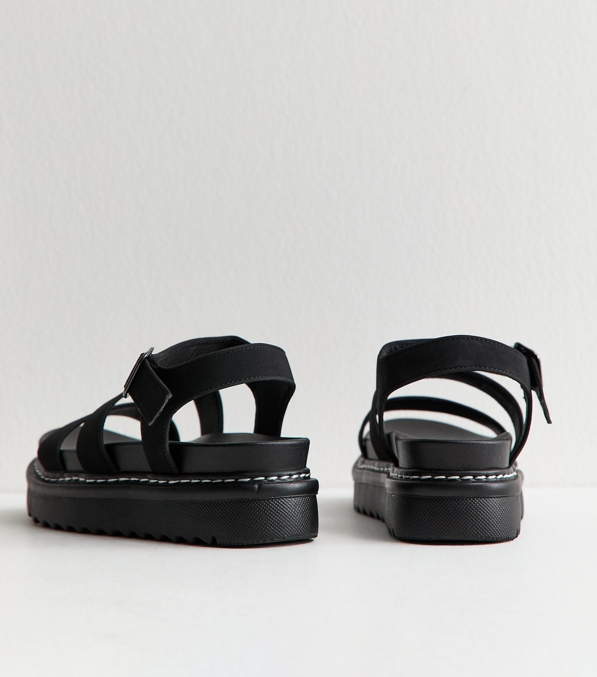 New Look Women's Black Faux Suede Flatform Sandals Vegan New Look - 4