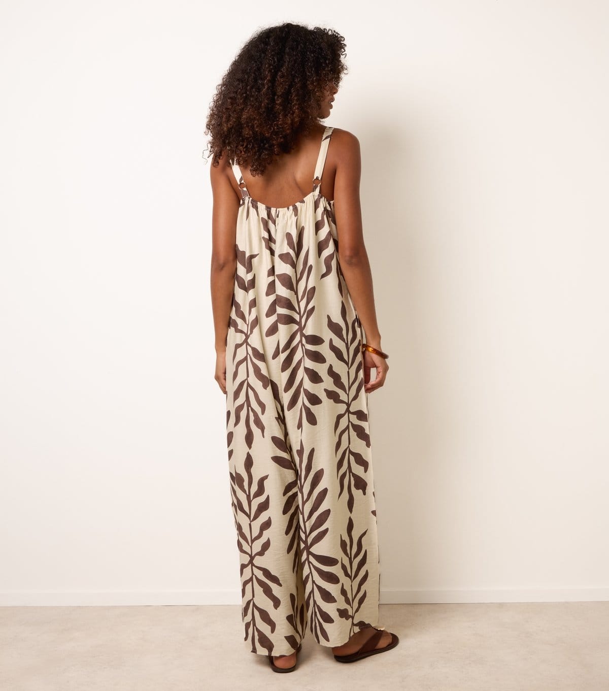 Blue Vanilla Women's Brown Floral Leaf Print Jumpsuit Blue Vanilla New Look - 4