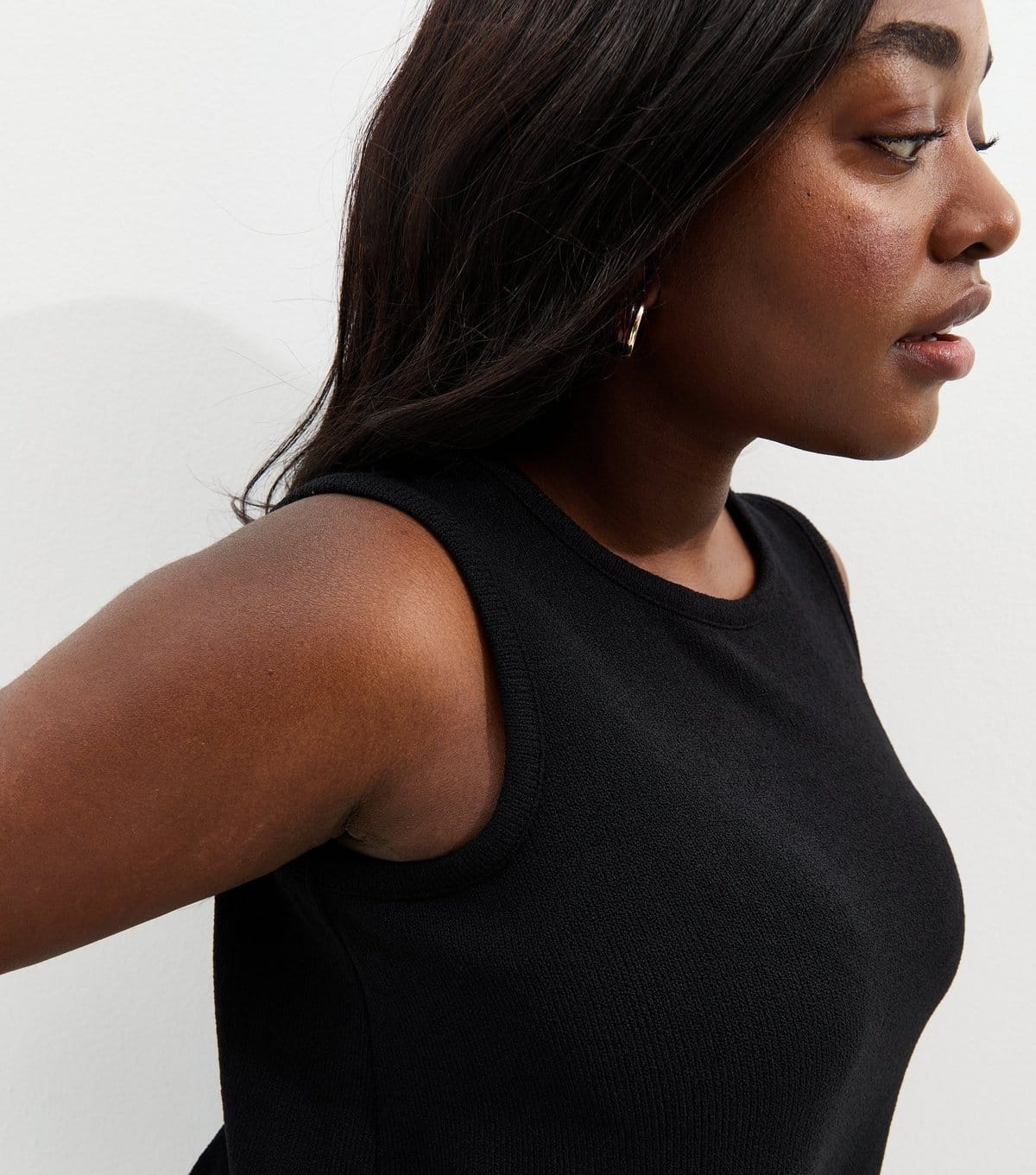 New Look Black Textured Knit Vest for Plus Size