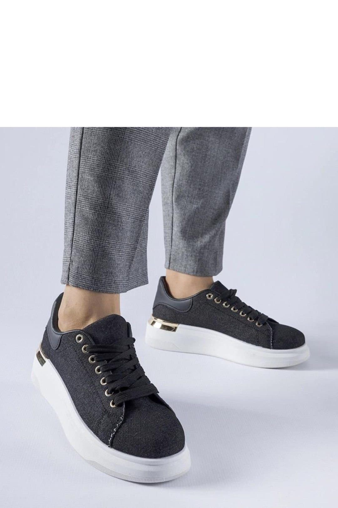 Love Lace Love Lace Women's Platform Fabric Sneakers with White Plastic Sole Summer in Black