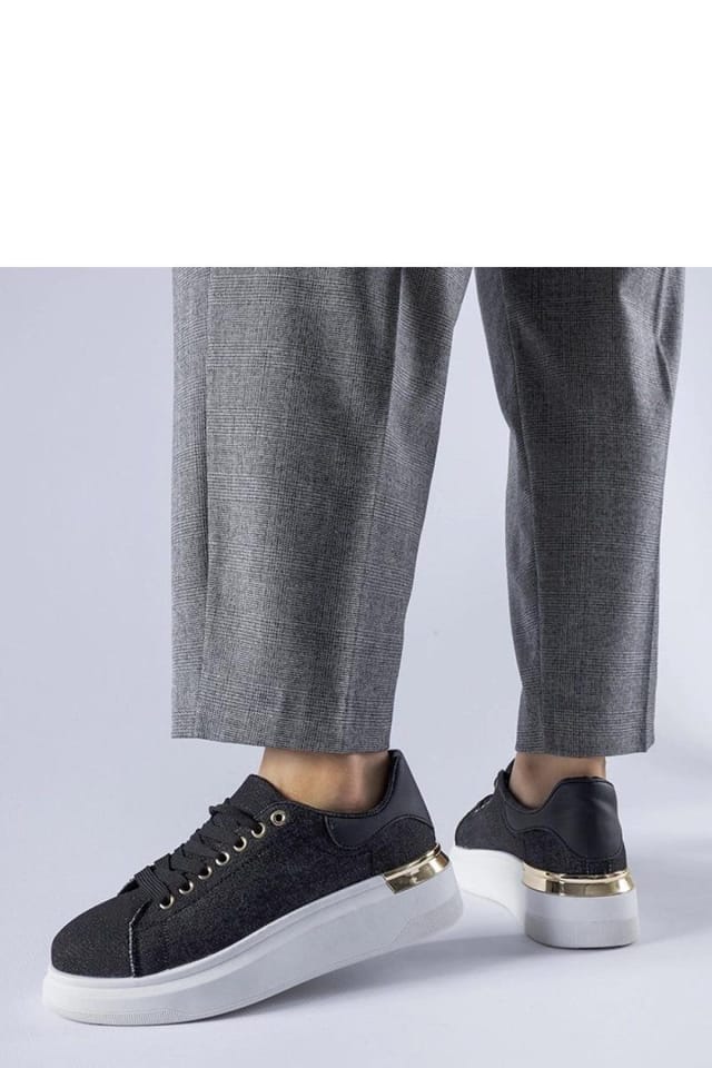 Love Lace Love Lace Women's Platform Fabric Sneakers with White Plastic Sole Summer in Black - 3