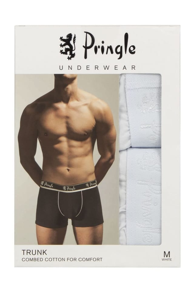 Pringle Pringle Men's Mens 2 Pack Combed Cotton Trunks in White - 2