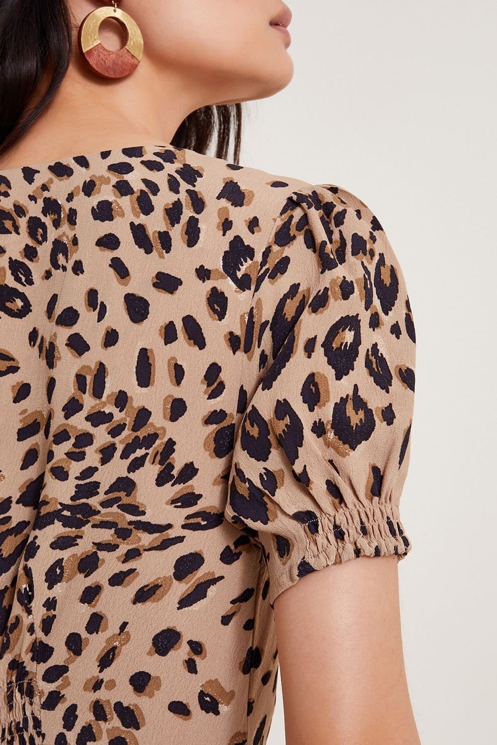 Monsoon Monsoon Women's Raife Midi Leopard Print Tea Dress Natural - 4