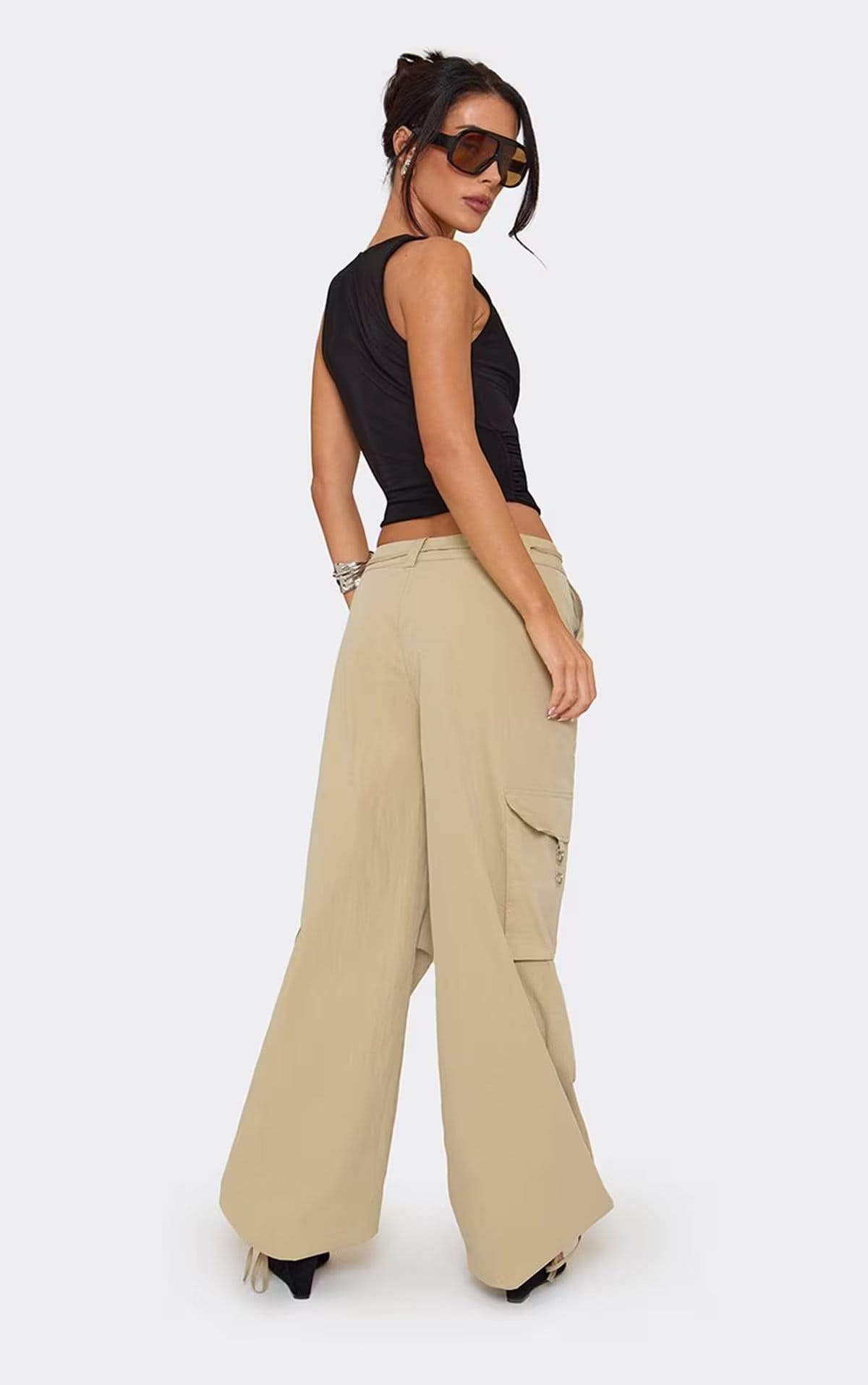 EGO Stone Low Rise Drawstring Waist Pocket Detail Cargo Trousers
