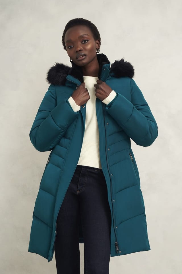 Hobbs London Hobbs London Women's Jaymie Hooded Puffer Coat in Teal - 3