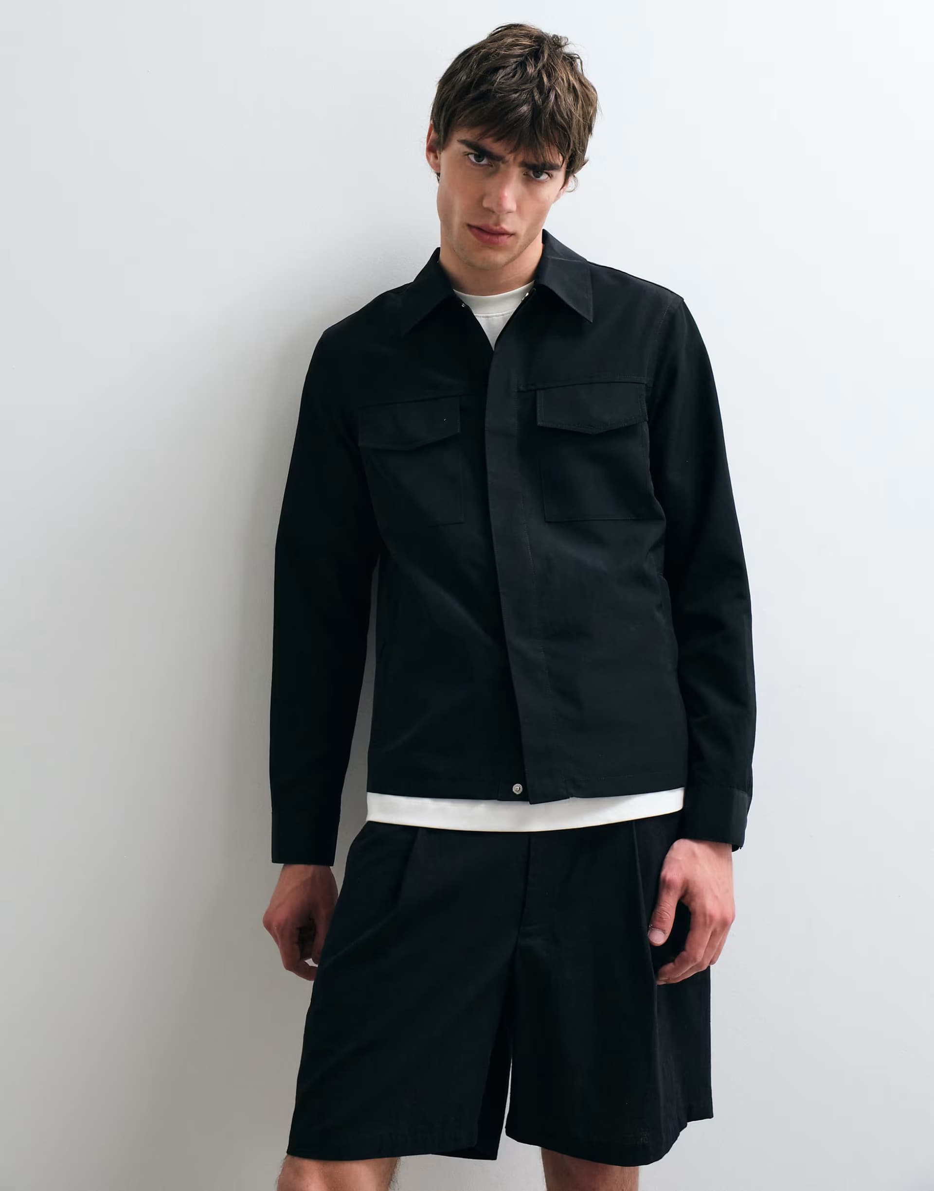 ASOS ASOS COLLECTIVE relaxed long sleeve utility shirt in black