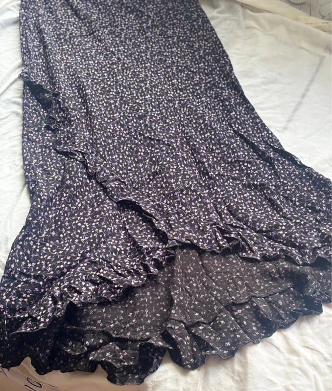 New Look Floral Print Tiered Midi Skirt