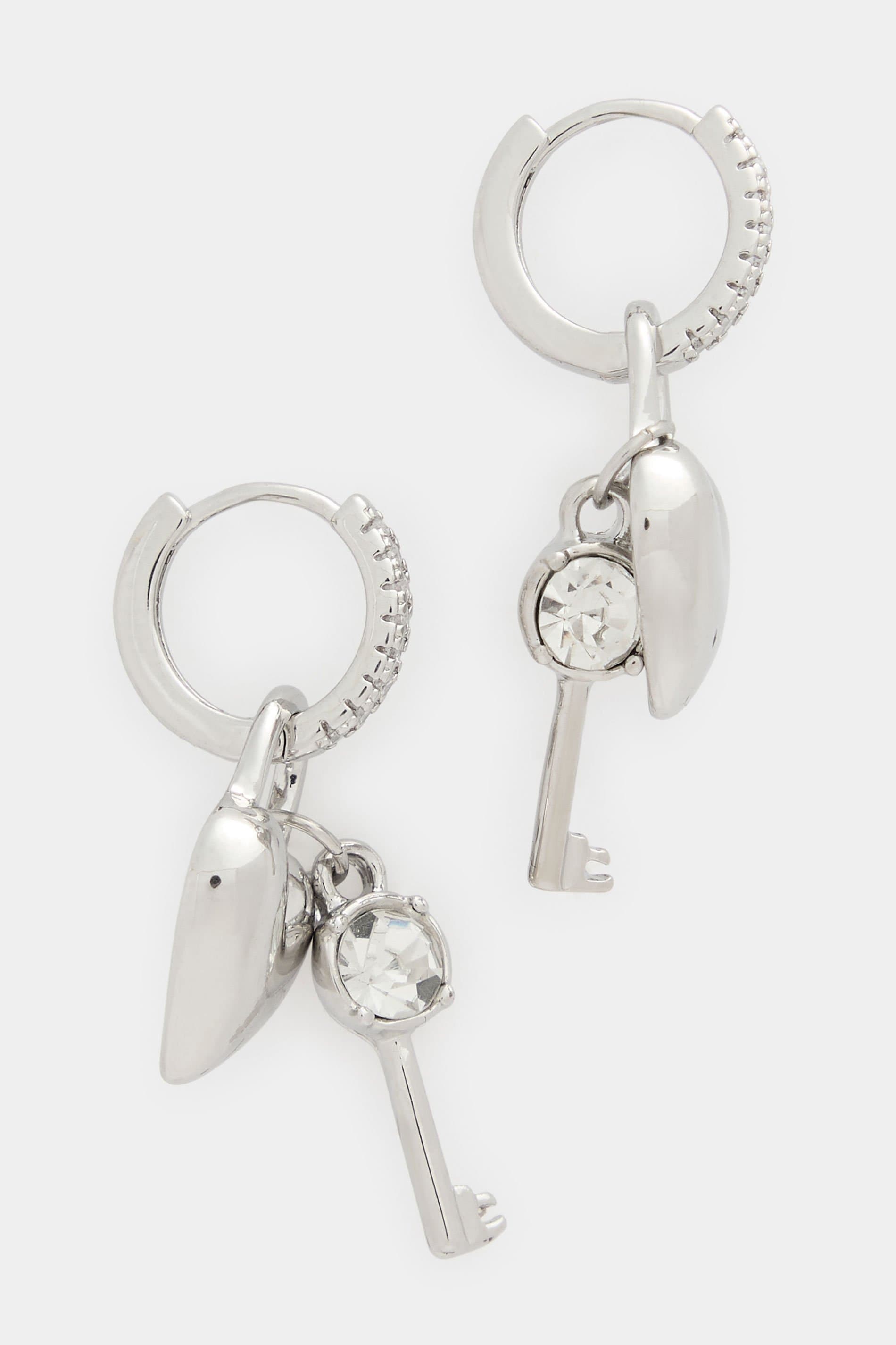 Yours Sliver Tone Heart Charm Huggie Earrings
