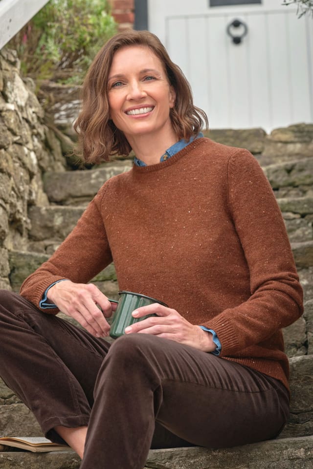 WoolOvers WoolOvers Women's Womens Lambswool Crew in Tan - 3