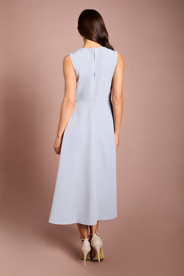 Coast Coast Women's Pleated Bodice Crepe Midi Dress in Dusty Blue - 3