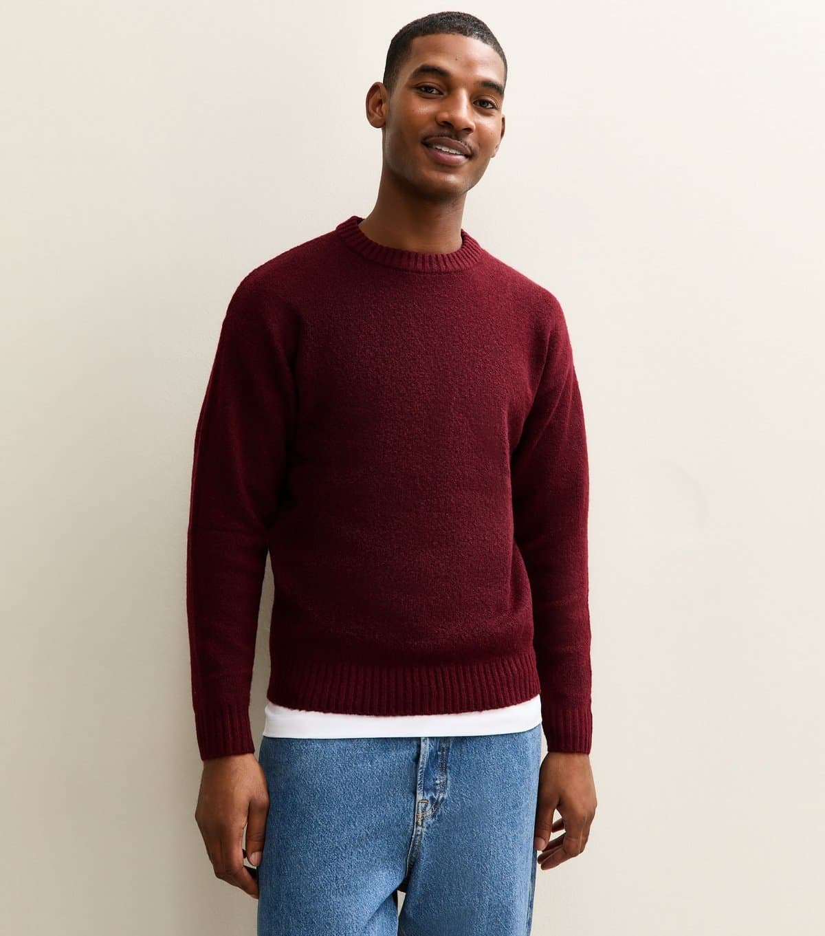 jack & jones Men's Dark Red Regular Crew Neck Jumper Jack & Jones New Look