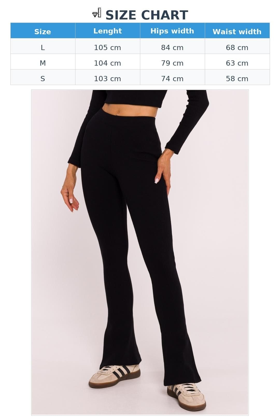 Love Lace Love Lace Women's Long Ribbed Cotton Knit Leggings with Slits in Black - 4
