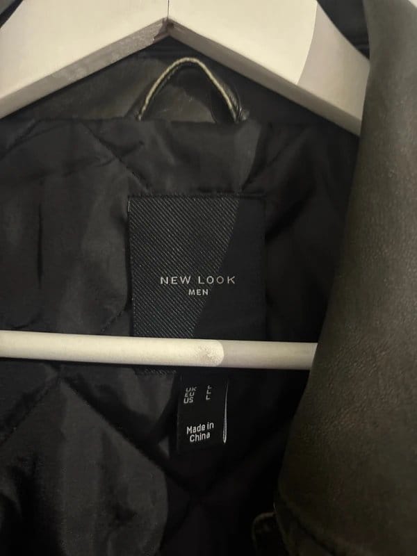 New Look Khaki Leather Bomber Jacket