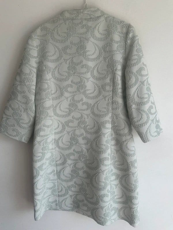 Ella Boo Silver & Light Blue Embossed Overcoat Blazer