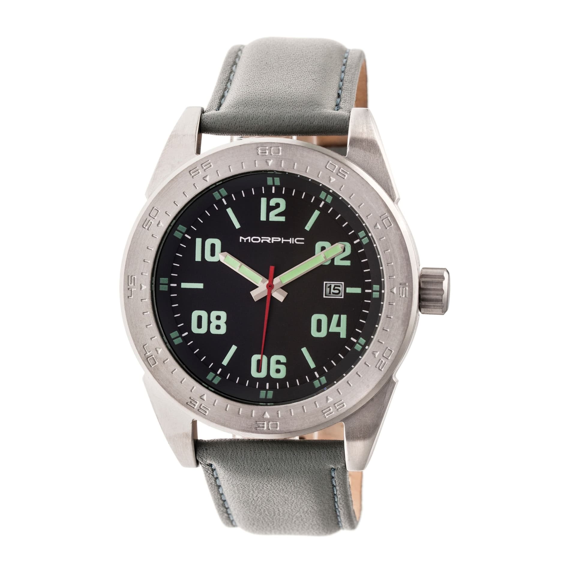Morphic Morphic Men's M63 Series Leather-Band Watch w/Date in Black