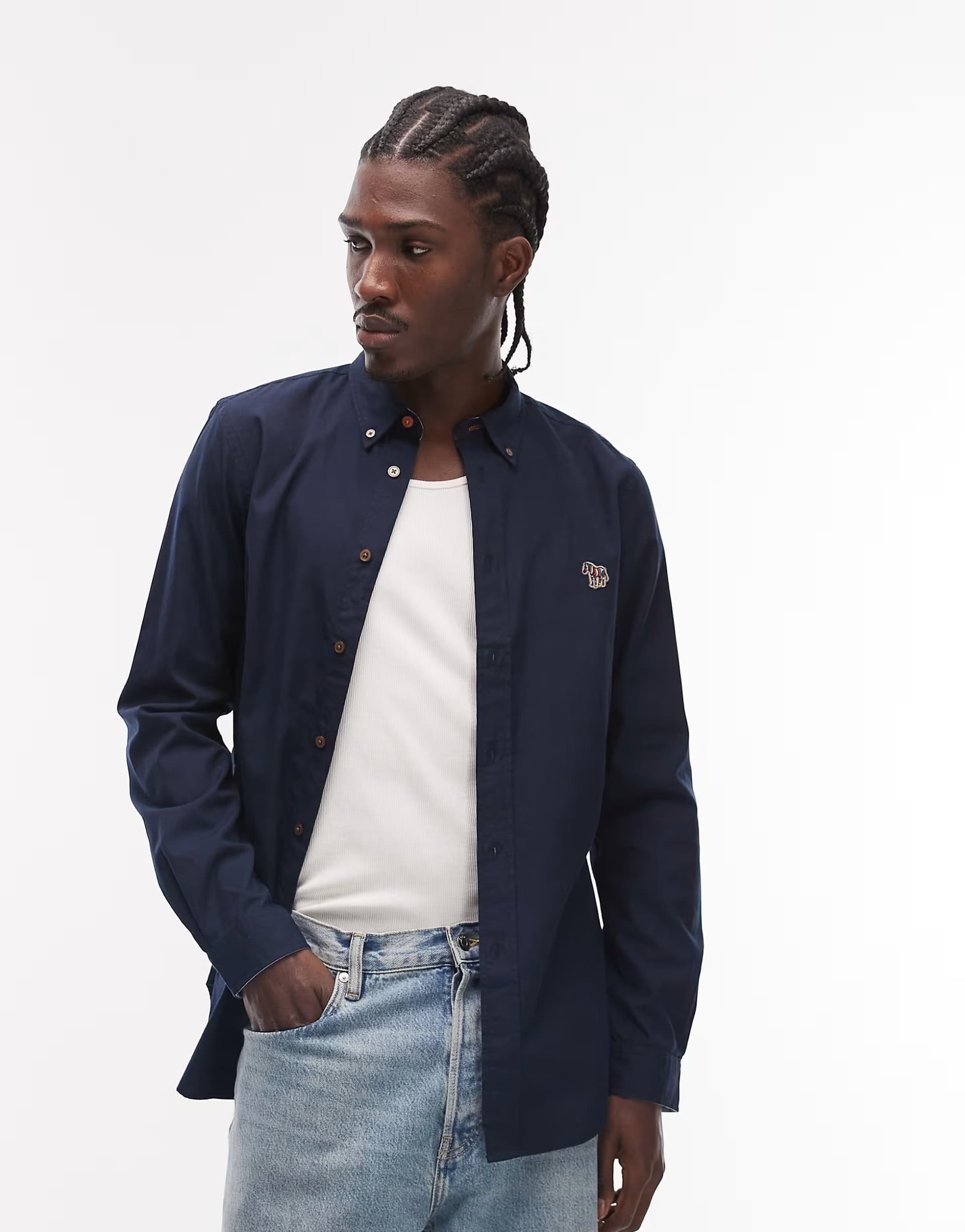 ASOS PS Paul Smith long sleeve cotton shirt in navy