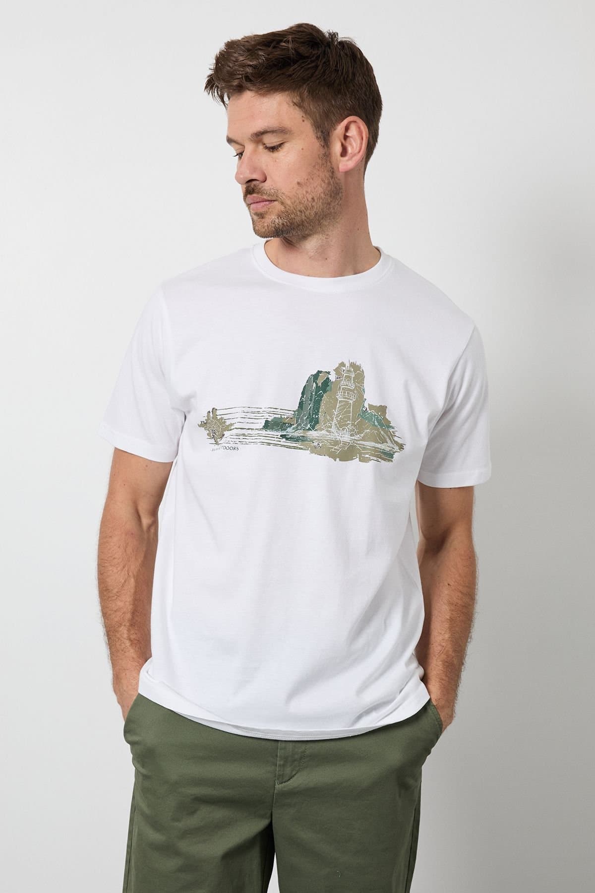 Maine Maine Men's White Outdoors Printed T-Shirt