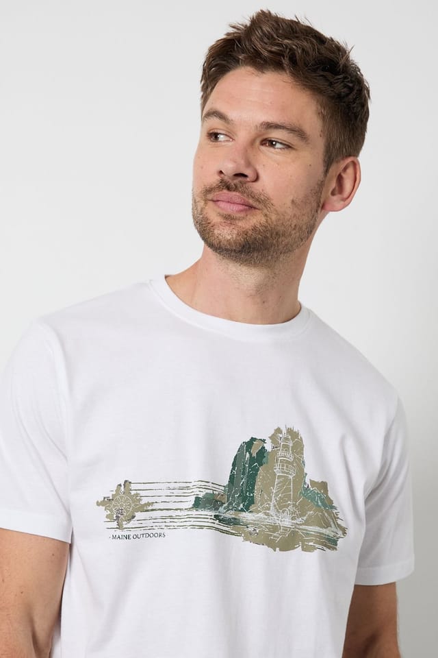 Maine Maine Men's White Outdoors Printed T-Shirt - 2