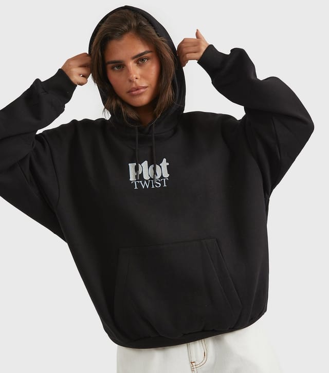 Skinnydip Women's Black Plot Twist Logo Hoodie Skinnydip New Look - 2