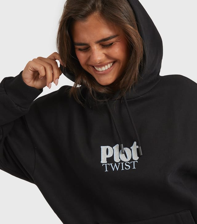 Skinnydip Women's Black Plot Twist Logo Hoodie Skinnydip New Look - 3