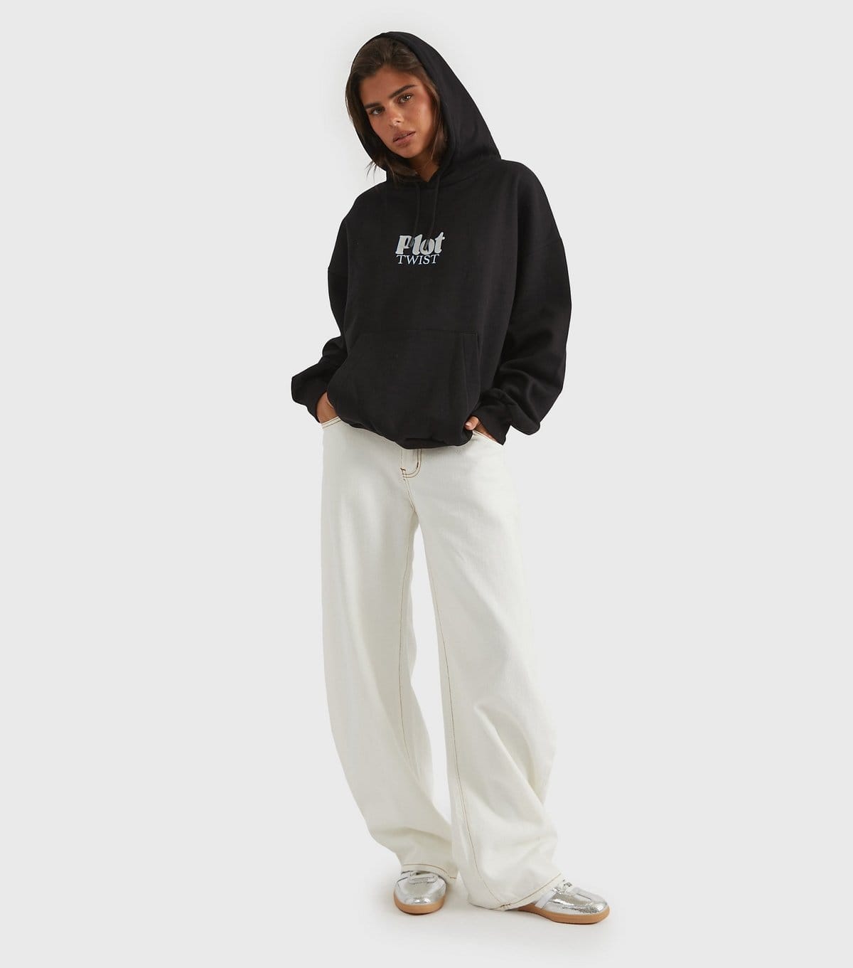 Skinnydip Women's Black Plot Twist Logo Hoodie Skinnydip New Look - 4