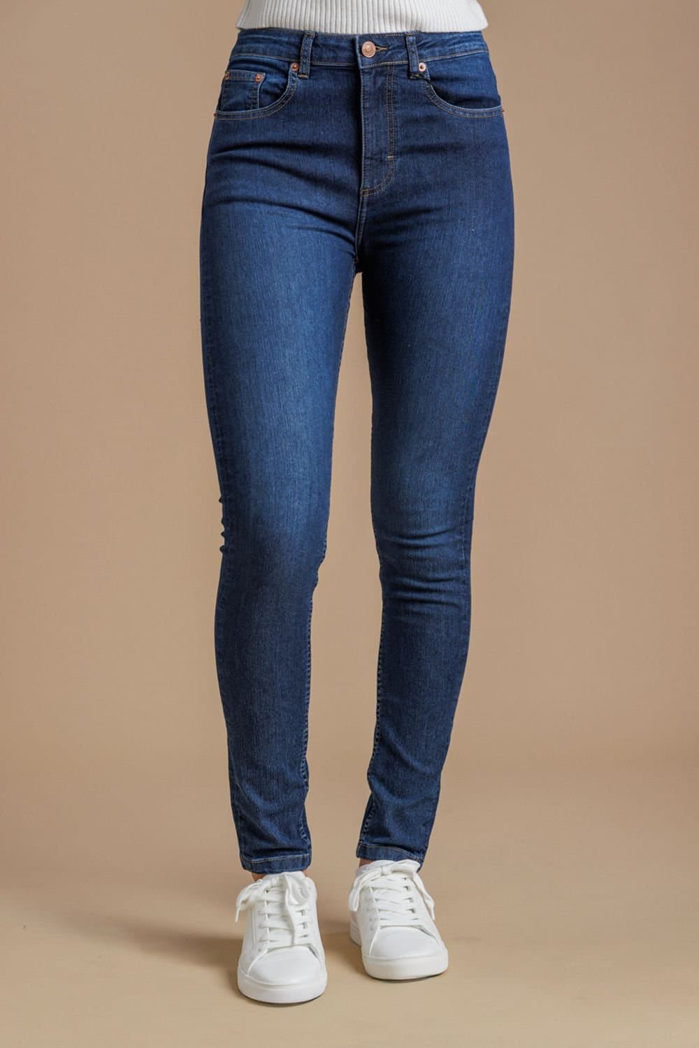 French Connection French Connection Women's Cotton Blend Stretch High Rise Skinny Denim Jeans in Blue