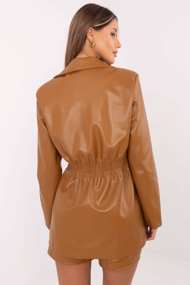 Love Lace Love Lace Women's Double Breasted Blazer Jacket with Wide Lapels in Brown - 3