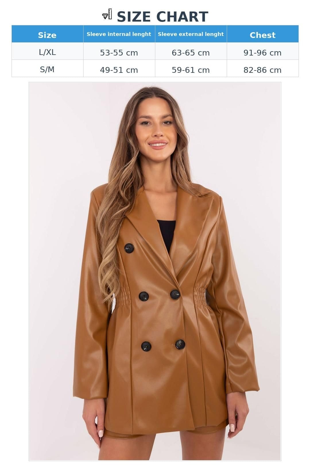Love Lace Love Lace Women's Double Breasted Blazer Jacket with Wide Lapels in Brown - 4