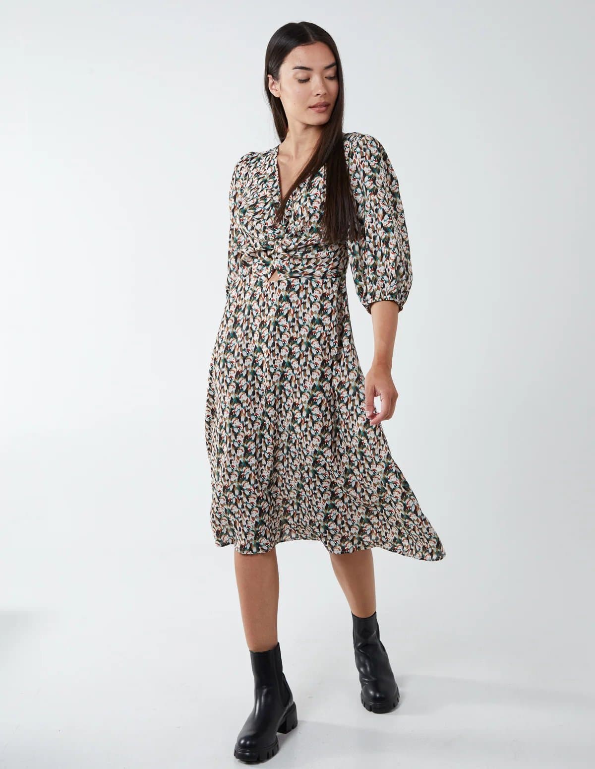 Blue Vanilla Knot Front Keyhole Dress